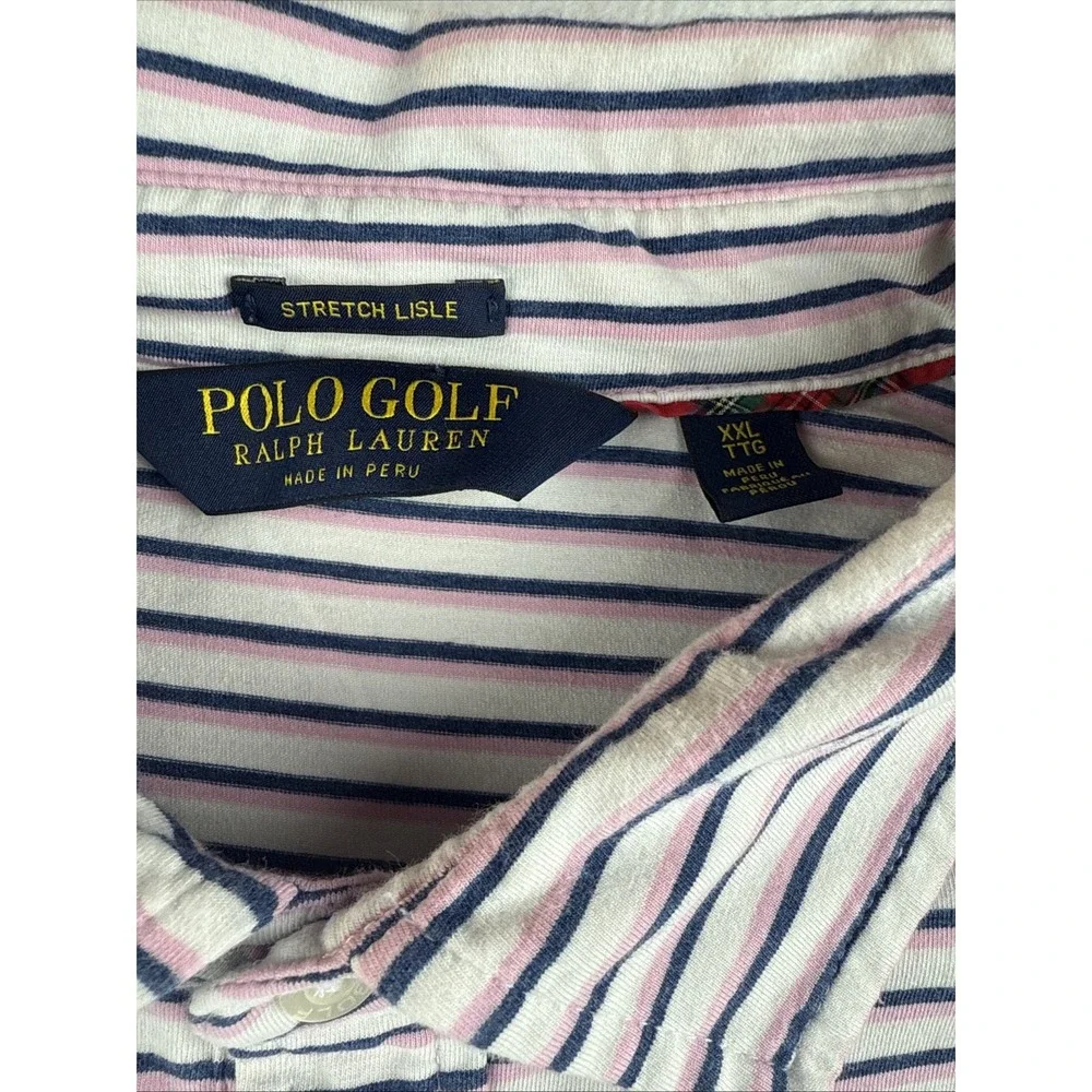 Polo Golf Ralph Lauren Stretch Lisle Short Sleeve Polo Striped Men's SIze XXL